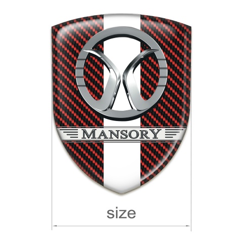 Mansory Silicone Emblem Red Carbon with White Band Decoration 