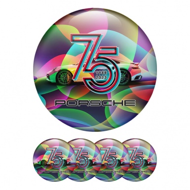 Porsche Carrera Silicone Stickers 75 years Multicolour Edition Black Logo