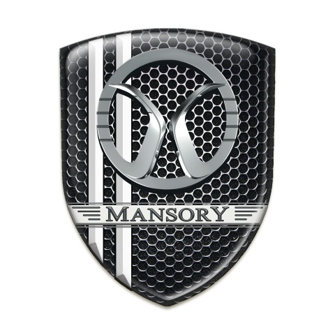 Mansory 3D Gel Emblem Perforated Steel with White Lines Decoration 