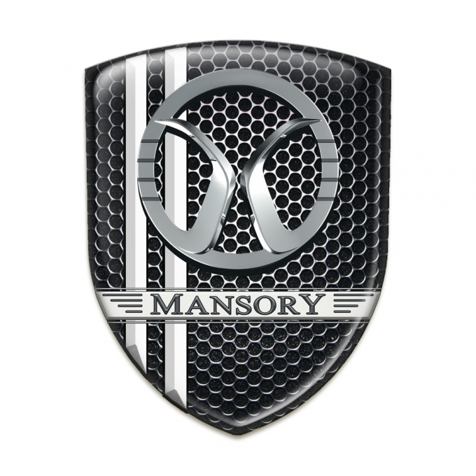 Mansory 3D Gel Emblem Perforated Steel with White Lines Decoration 