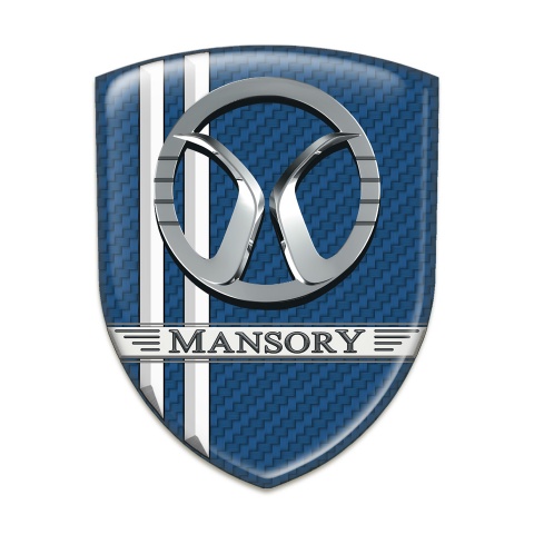 Mansory Silicone Car Decal Badge Navy Blue Carbon White Lines Decoration 