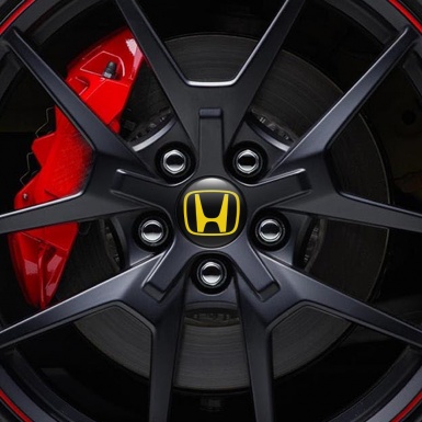 Honda Wheel Emblems for Center Cap Black Yellow