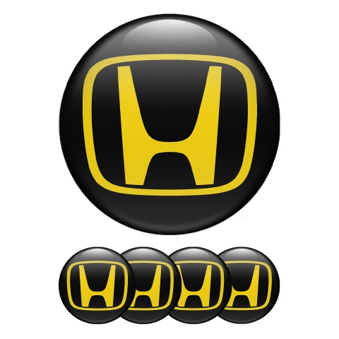 Honda Wheel Emblems for Center Cap Black Yellow