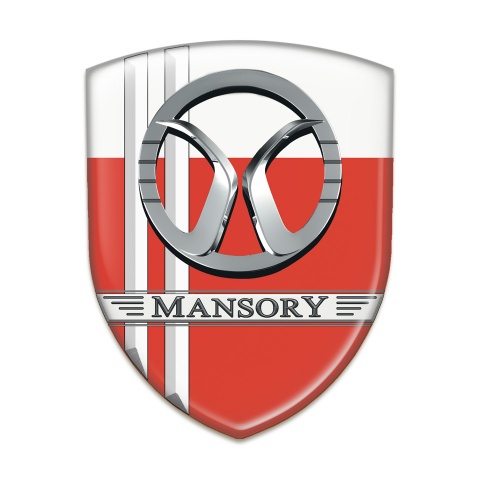 Mansory Emblem Badge Logo Red White with White Lines Decoration 