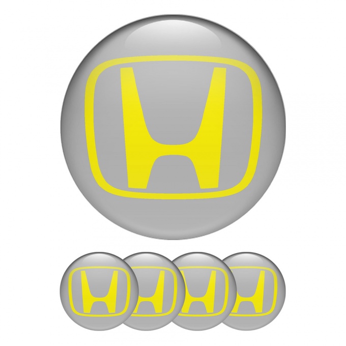 Honda Wheel Emblems for Center Cap Grey Yellow