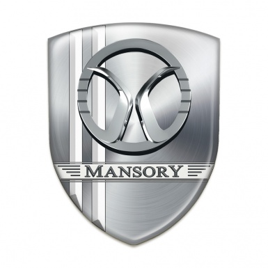 Mansory 3D Gel Emblem Silver with White Lines Decoration 