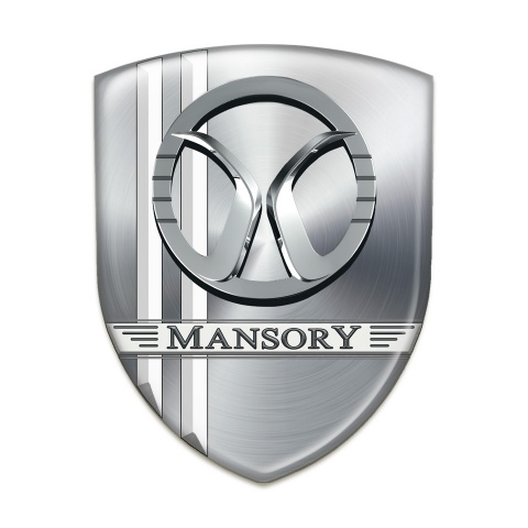 Mansory 3D Gel Emblem Silver with White Lines Decoration 