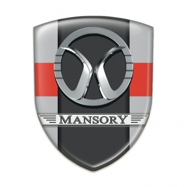 Mansory 3D Gel Emblem Grey with Red Band Style 