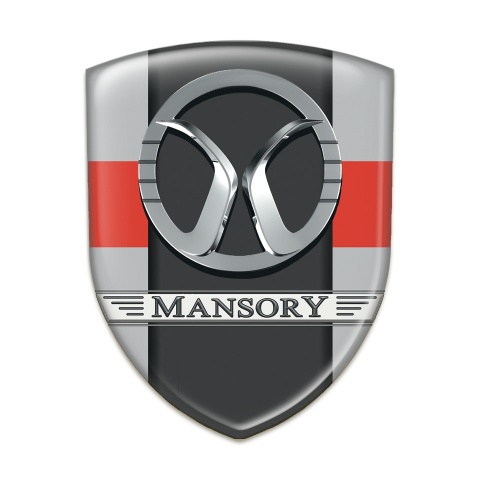 Mansory 3D Gel Emblem Grey with Red Band Style 