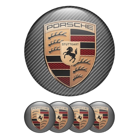 Porsche Wheel Emblem Stickers Cooper Style Logo Carbon