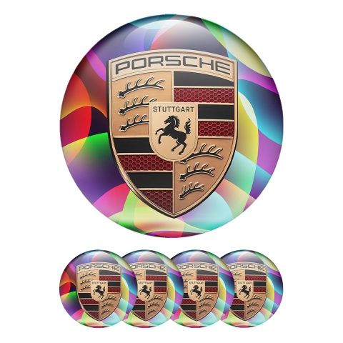 Porsche Wheel Emblem Stickers Cooper Logo Multicolour Style