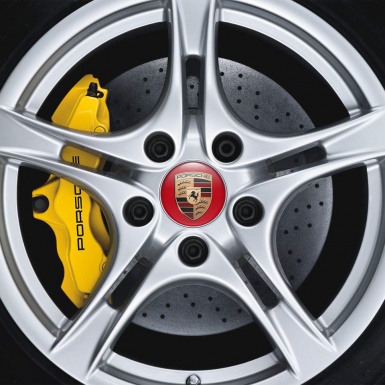 Porsche Wheel Emblem Stickers Cooper Style Logo Red