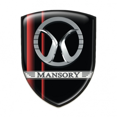 Mansory Domed Emblem Black with Red Lines 
