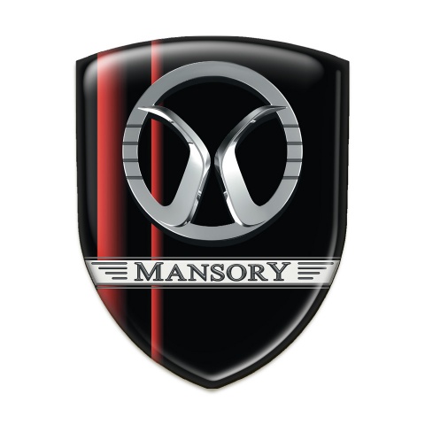 Mansory Domed Emblem Black with Red Lines 
