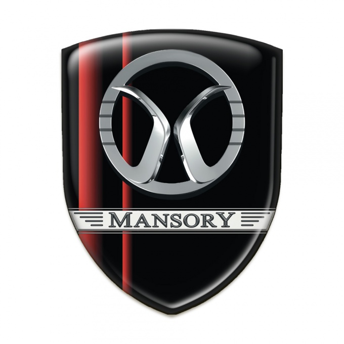 Mansory Domed Emblem Black with Red Lines 