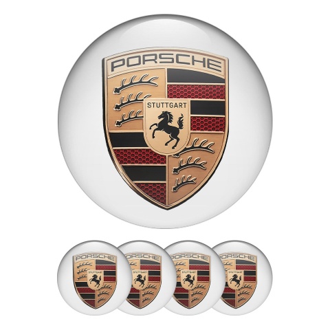 Porsche Wheel Emblems Cooper Style Logo White