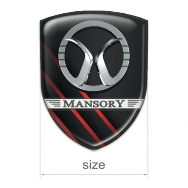 Mansory  Emblem Badge Logo Black with Diagonal red Lines