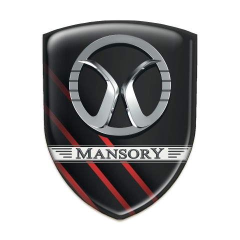 Mansory  Emblem Badge Logo Black with Diagonal red Lines