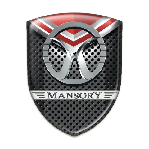 Mansory Self Adhesive Emblem Logo Perforated base with Red Detail 