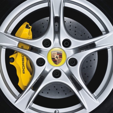 Porsche Wheel Emblem Stickers Cooper Style Logo Yellow