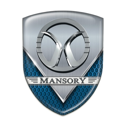 Mansory Car Interior Badge Aluminium Sheet with Blue Mesh Design 