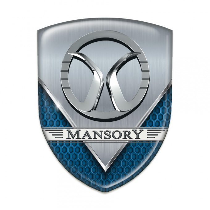Mansory Car Interior Badge Aluminium Sheet with Blue Mesh Design 