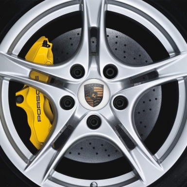 Porsche Wheel Emblems Wood Style Logo White