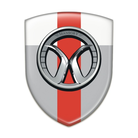 Mansory Self Adhesive Car logo Emblem Grey White with Red band 