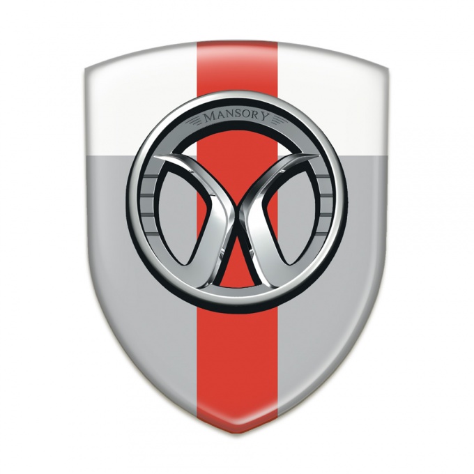 Mansory Self Adhesive Car logo Emblem Grey White with Red band 