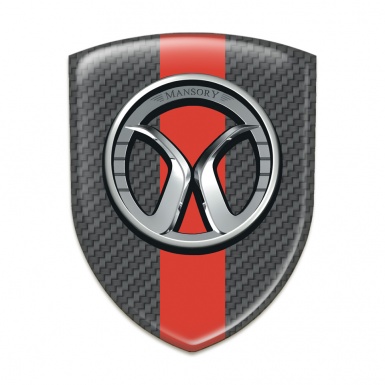 Mansory Silicone Car Decal Badge Dark Grey carbon with Red Band 