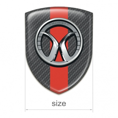 Mansory Silicone Car Decal Badge Dark Grey carbon with Red Band 