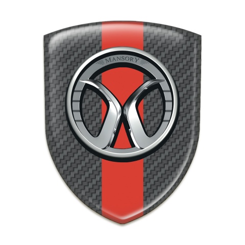 Mansory Silicone Car Decal Badge Dark Grey carbon with Red Band 