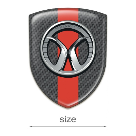 Mansory Silicone Car Decal Badge Dark Grey carbon with Red Band 