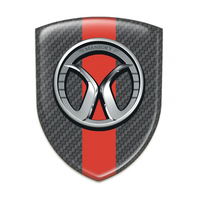 Mansory Silicone Car Decal Badge Dark Grey carbon with Red Band 