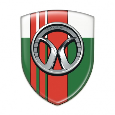 Mansory Silicone Car Decal Badge Green White with Red Tapes 
