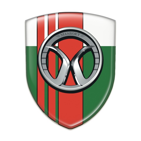 Mansory Silicone Car Decal Badge Green White with Red Tapes 
