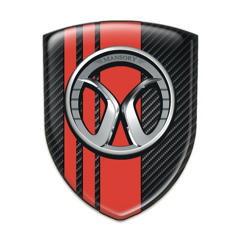 Mansory Emblem Badge Logo Black carbon Red Tapes 