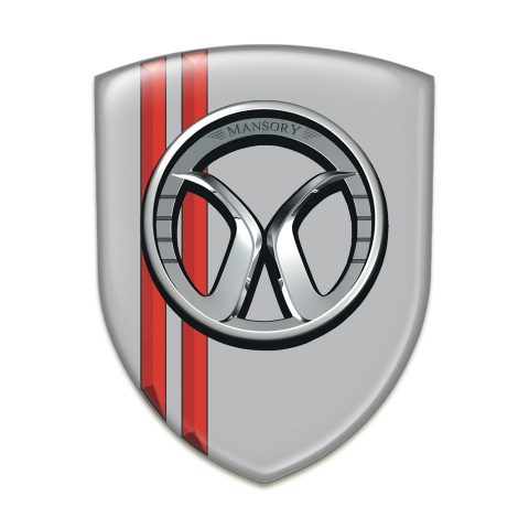 Mansory Domed Emblem Grey with Red Stripes 