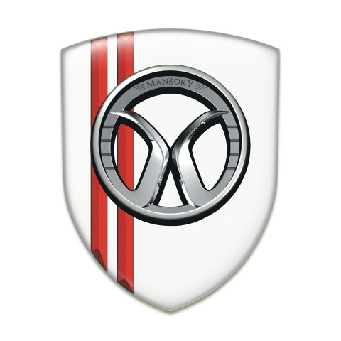Mansory Emblem Exterior White with Red Stripes 