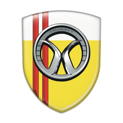 Mansory Self Adhesive Car logo Emblem Yellow White with Red Stripes 