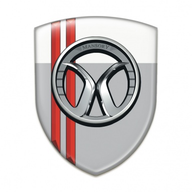 Mansory Car Interior Badge Grey White with Red Stripes