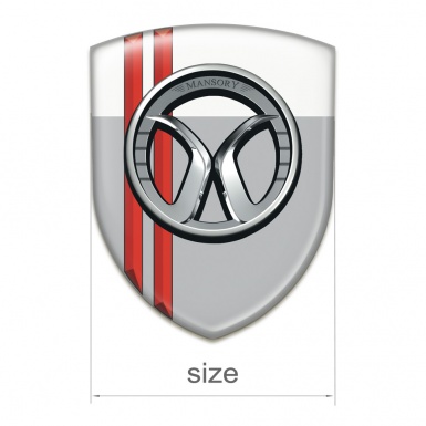 Mansory Car Interior Badge Grey White with Red Stripes