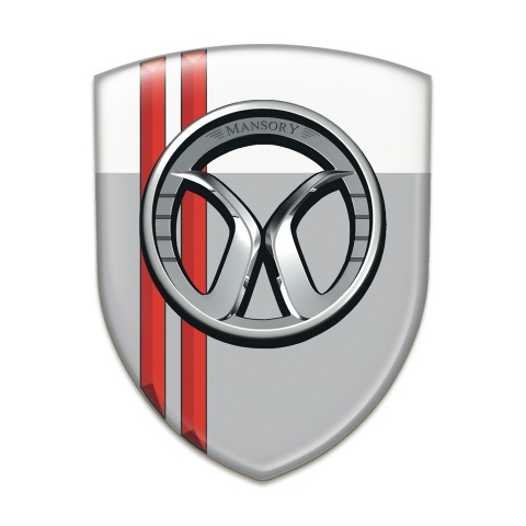 Mansory Car Interior Badge Grey White with Red Stripes