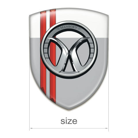 Mansory Car Interior Badge Grey White with Red Stripes
