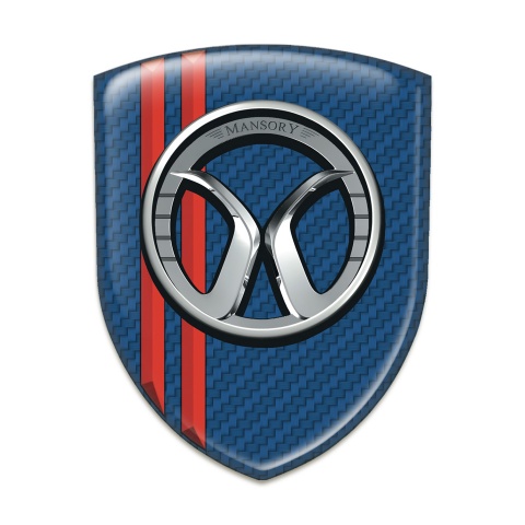 Mansory Silicone Car Decal Badge Navy Blue Carbon Red Stripes 