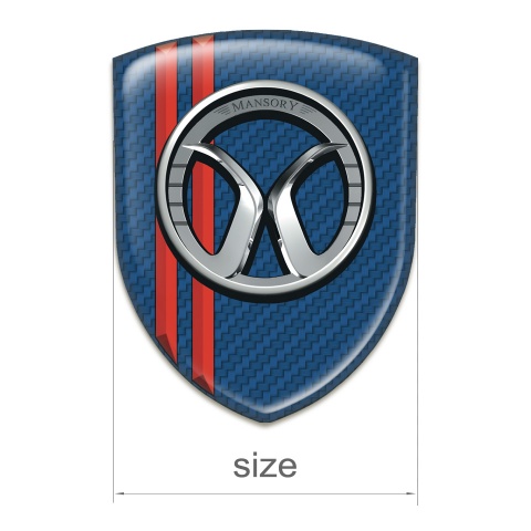 Mansory Silicone Car Decal Badge Navy Blue Carbon Red Stripes 