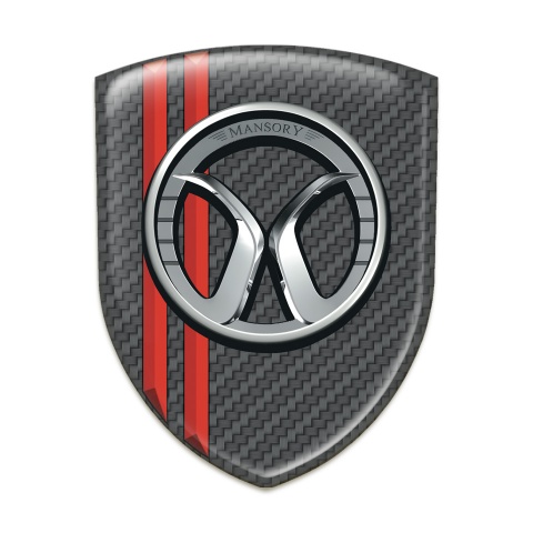 Mansory Silicone Badge dark Grey Carbob Red Stripes 
