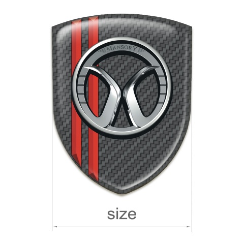 Mansory Silicone Badge dark Grey Carbob Red Stripes 