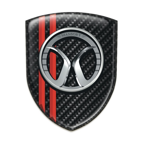 Mansory Self Adhesive Emblem Logo dark carbon Red Stripes 