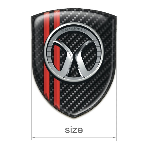 Mansory Self Adhesive Emblem Logo dark carbon Red Stripes 